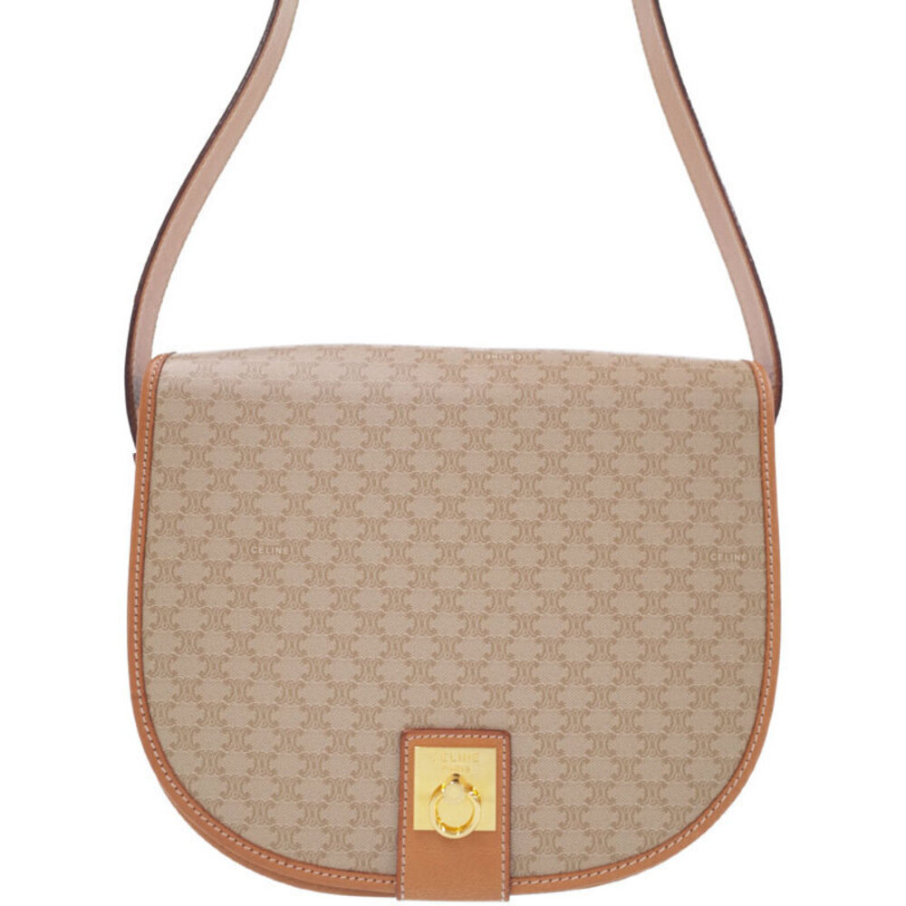Celine Macadam Leather shoulder bag canvas Brown